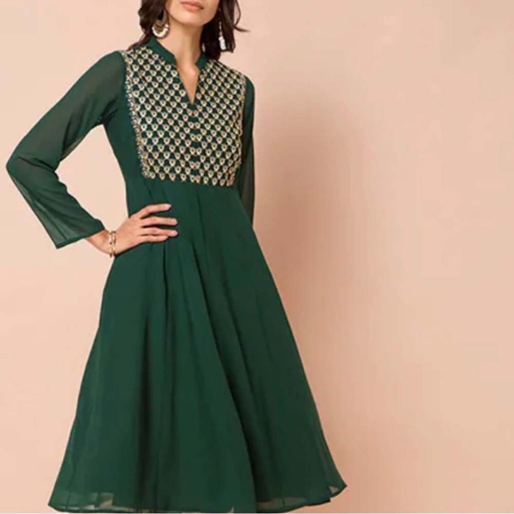 Green Indian Anarkali Tunic